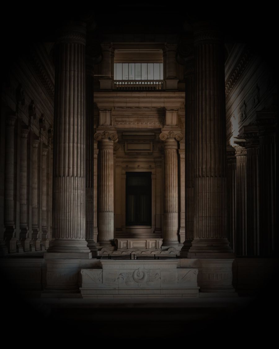 Courthouse interior with classical columns